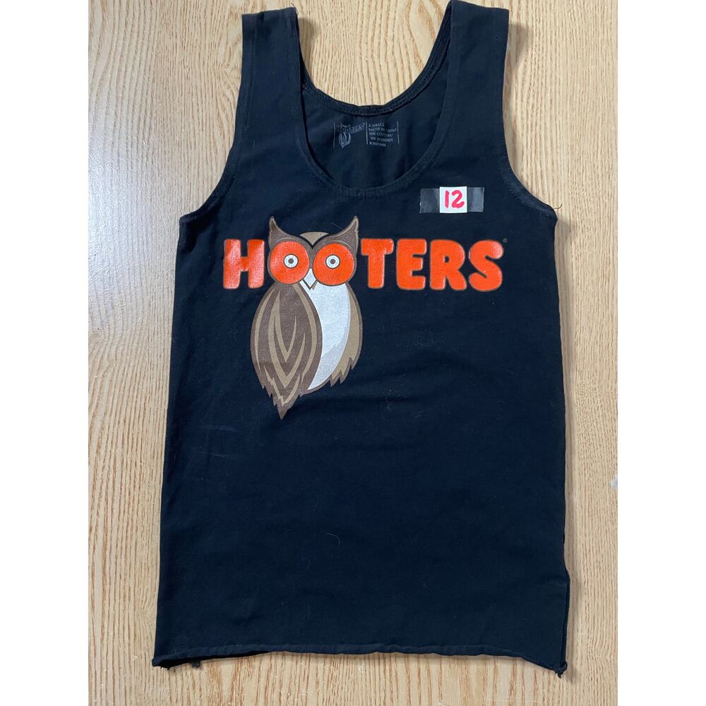 B31-12 Hooters Girl Uniform Rare Tank Black size Xs Cotton spandex